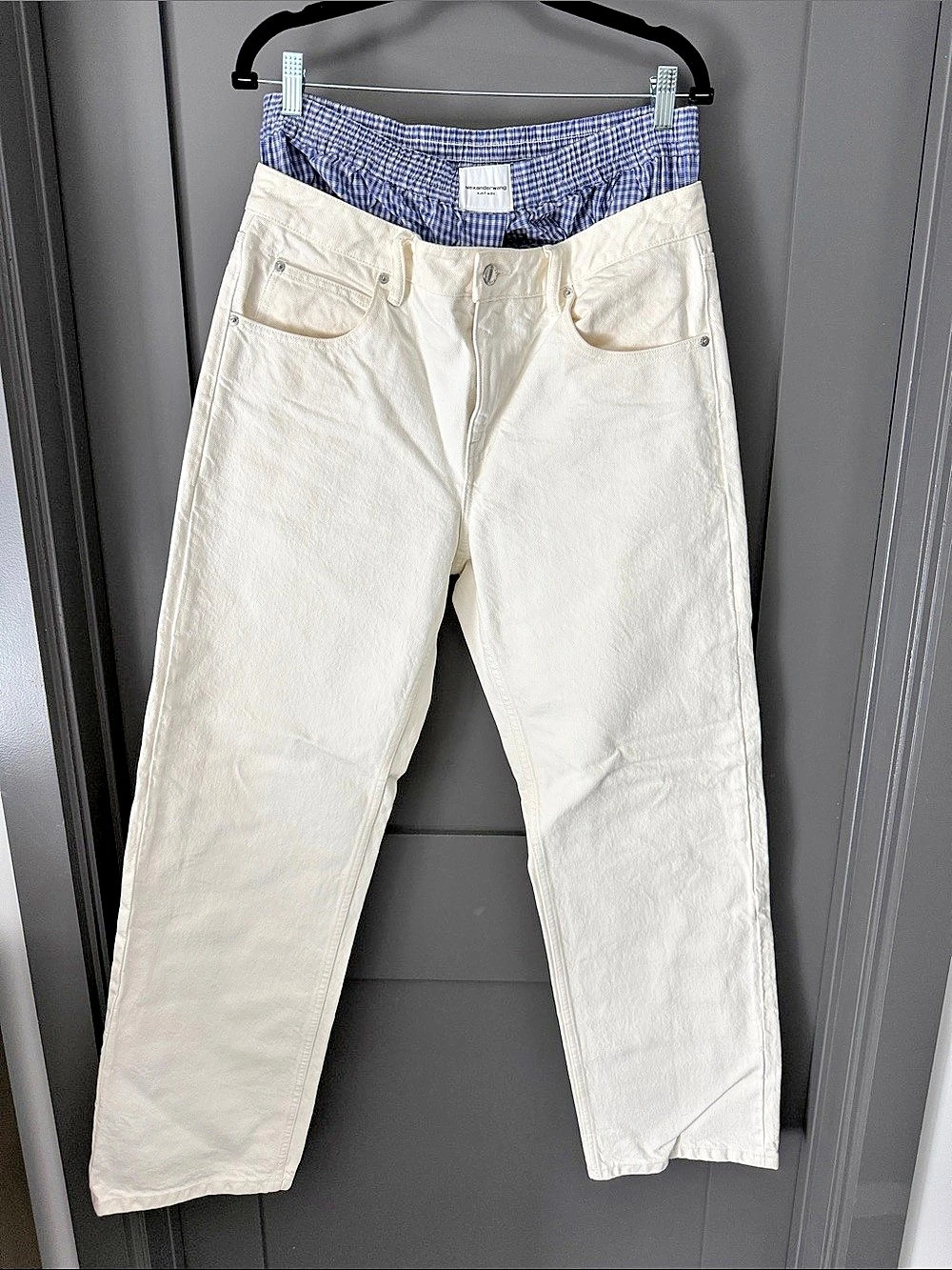 Alexander Wang Straight Leg Jeans in White & Blue Waist 30
